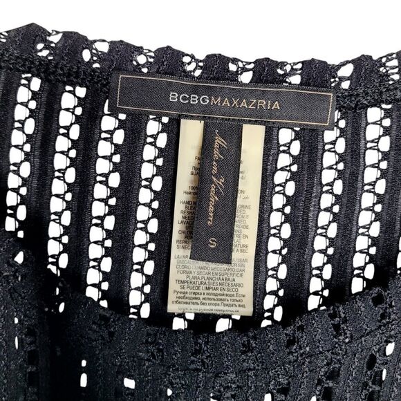 BCBGMaxazria Striped Lace Asymmetrical Hem Top Size S - Picture 6 of 9